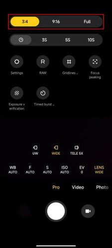 Aspect ratio in xiaomi camera phone settings