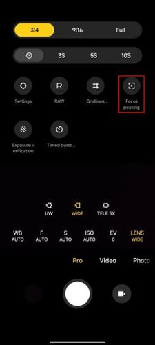 focus peaking mode - focus mode in Xiaomi phone camera