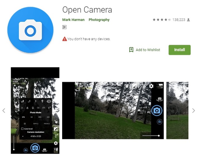 Open camera application, download the Xiaomi phone camera application