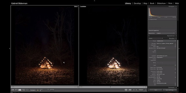 Photography software at night