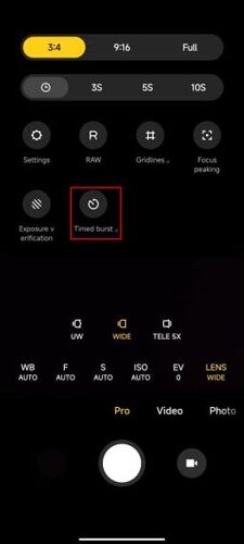 timed burst mode in Xiaomi camera settings