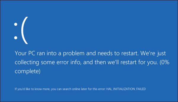Windows not coming up and blue screen