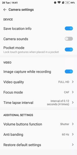 Xiaomi camera video settings - Time lapse settings in the camera of Xiaomi phones