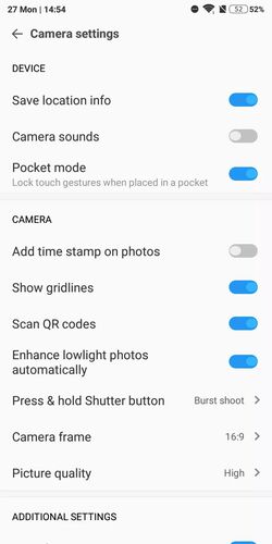 Xiaomi phone camera settings