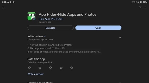 Hide android app