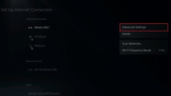 Picture of advanced part of network settings