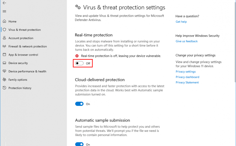 Disable Windows 11 Antivirus