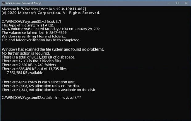 Recover deleted files using Command Prompt