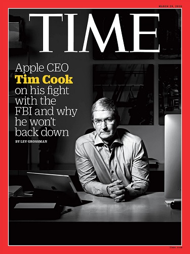 Tim Cook's photo on the cover of Time magazine in 2016