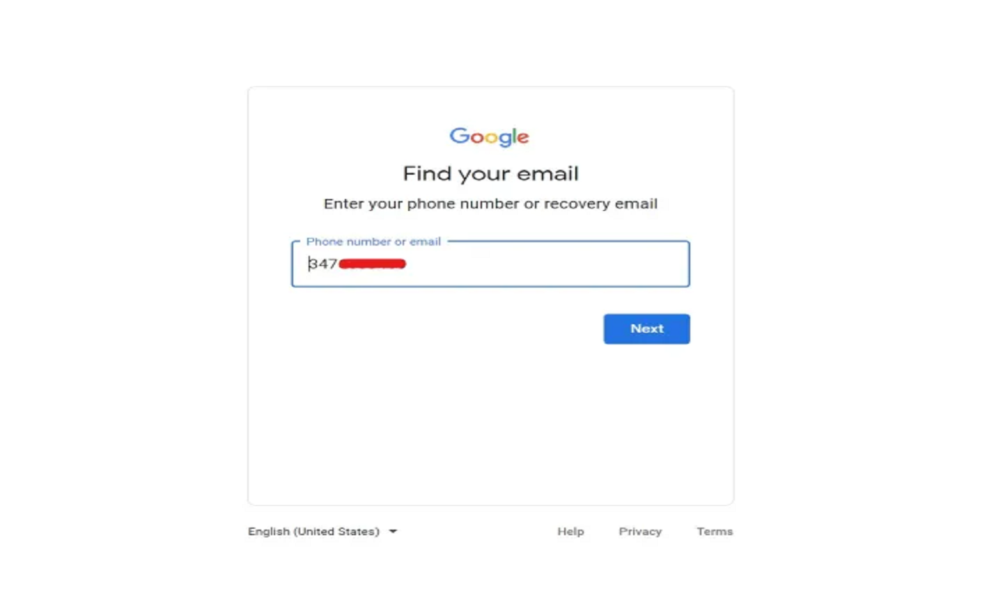 Gmail password recovery steps