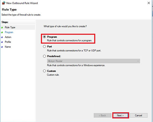 Block applications from accessing the Internet with Windows Firewall