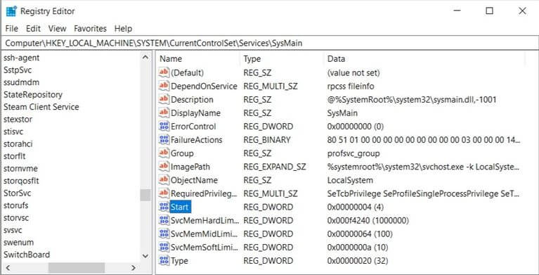 SysMain in Windows 10